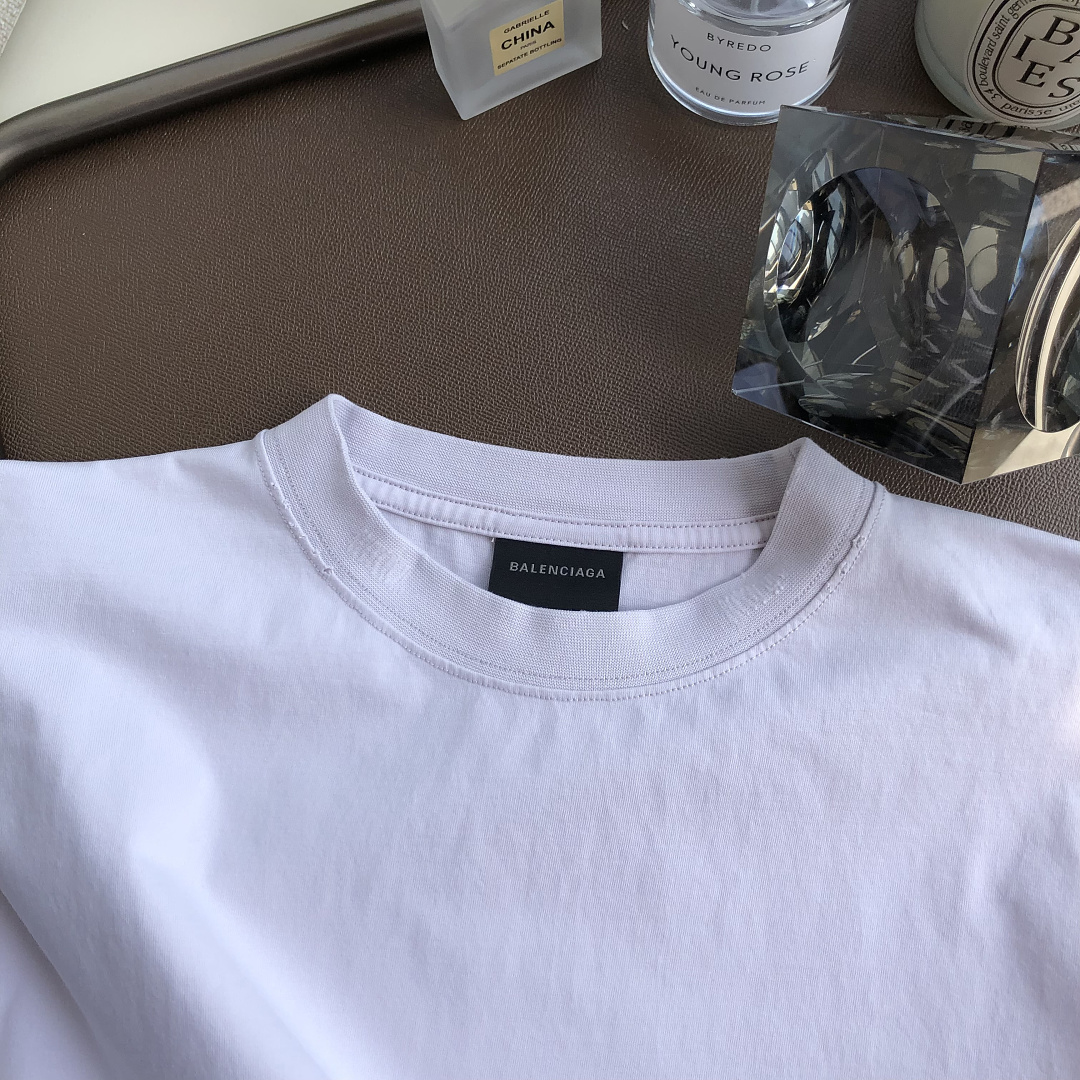 Balenciaga New Gum Strap Print Short Sleeve (Grey White) - Image 11