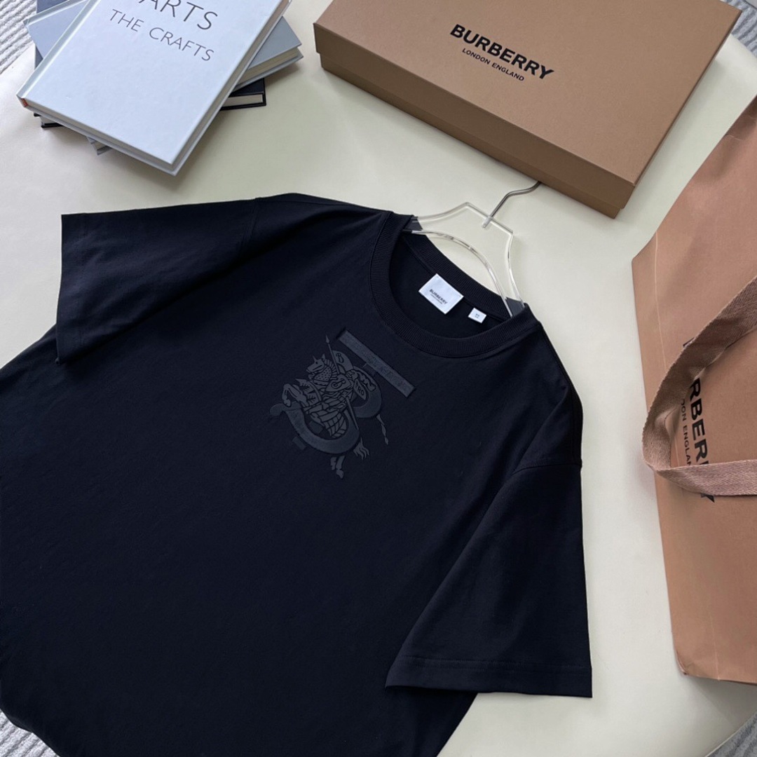 Burberry Embroidered Logo Short Sleeve (Black) - Image 9