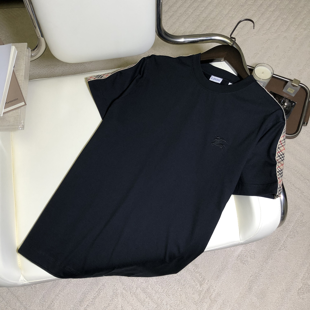 Burberry Embroidered Plaid T (Black) - Image 4