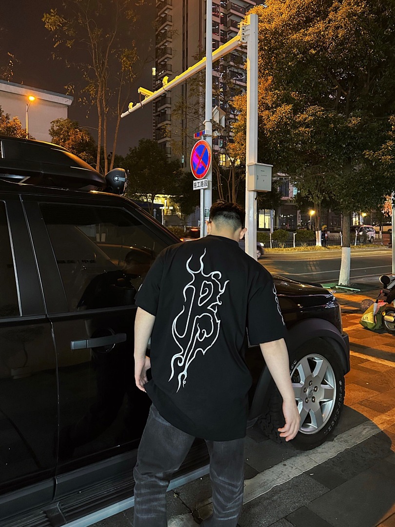 Balenciaga Fire Flame Short Sleeve (Black) - Image 15
