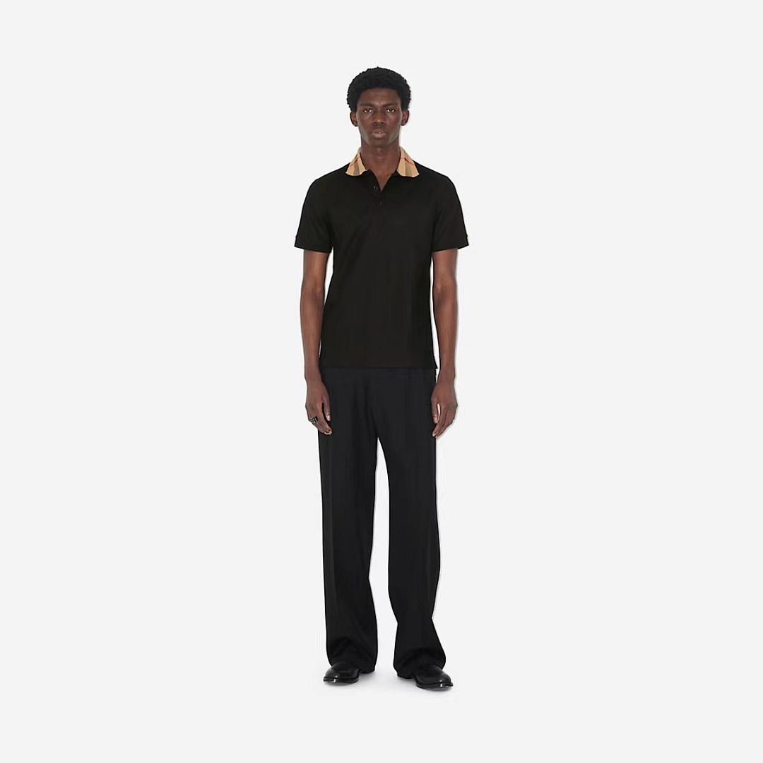 Burberry Plaid Collar POLO (Black) - Image 12
