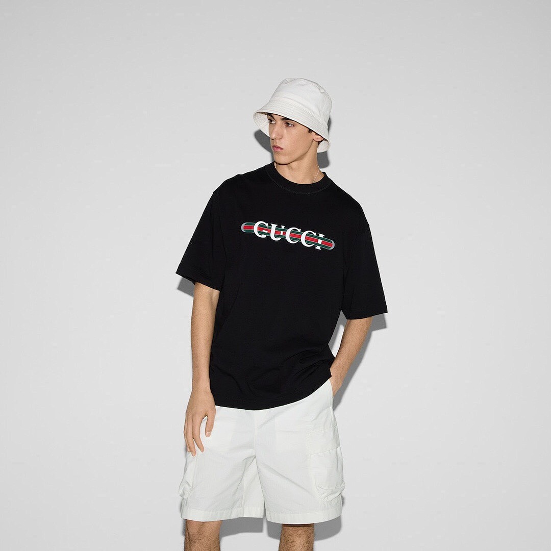 Gucci Leather Strap Print Short Sleeve - Image 10