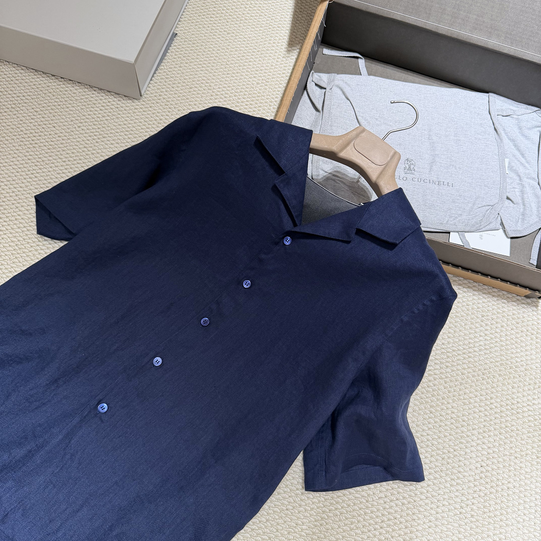 Unbranded Dark Blue Short Sleeve Linen - Image 6