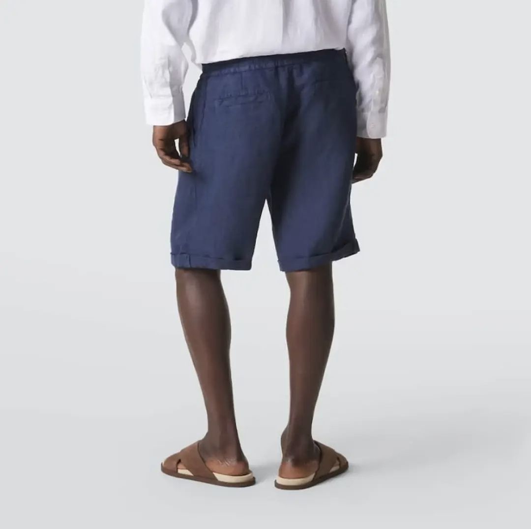 Unbranded Dark Blue Wide Linen Short - Image 13