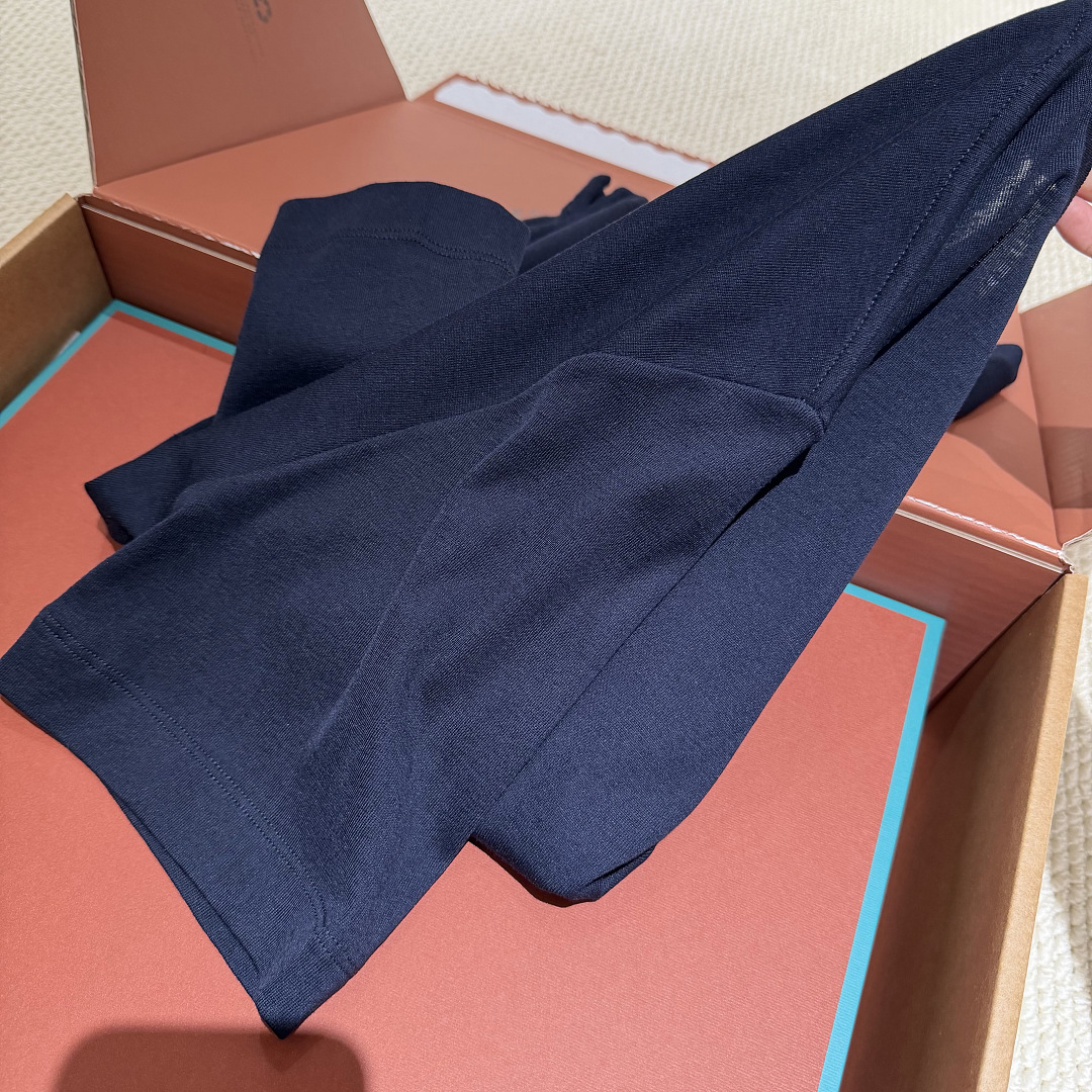 Unbranded Silk Cotton Short Sleeve (Dark Blue) - Image 9