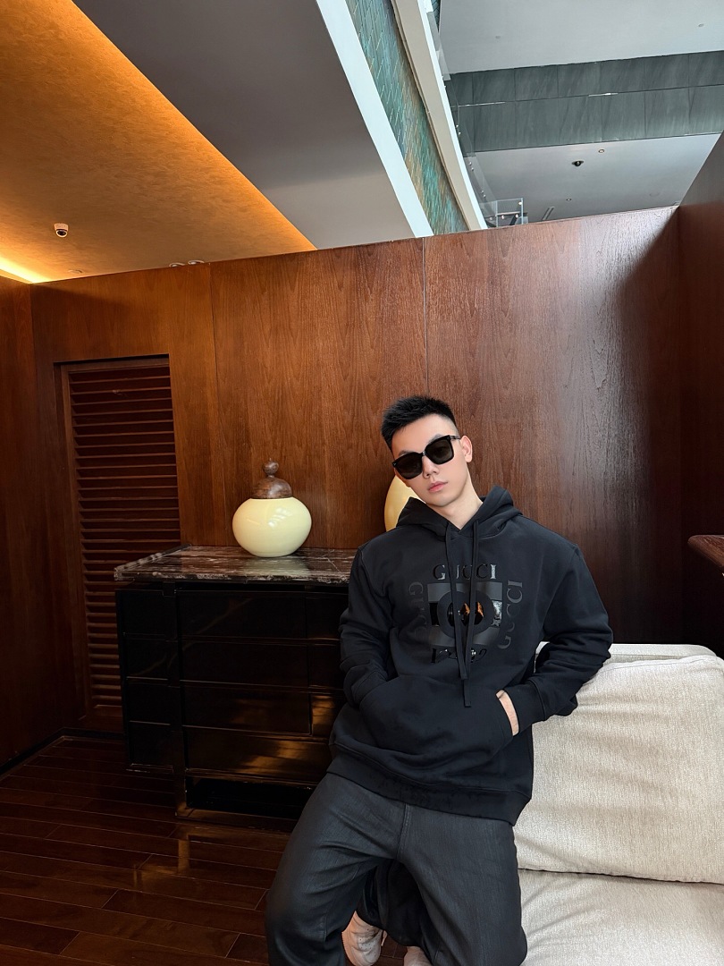 Gucci Black Double G Large Print Hoodie - Image 17