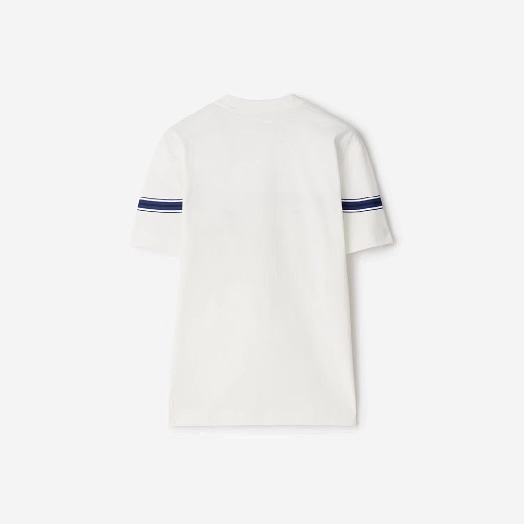 Burberry BR Striped Embroidered Short Sleeve (White) - Image 2