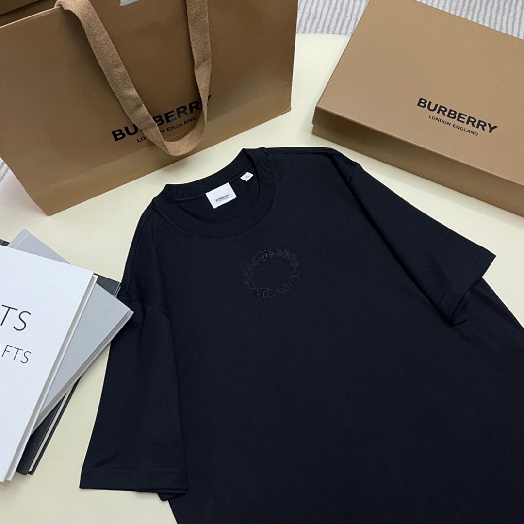 Burberry Leaf Embroidered Short Sleeve (Black) - Image 5
