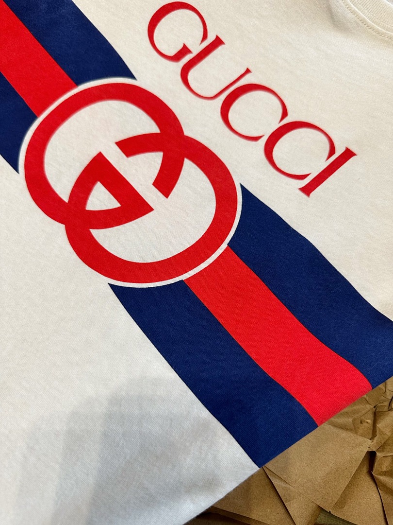 Gucci Red Blue Double G Short Sleeve - Image 9