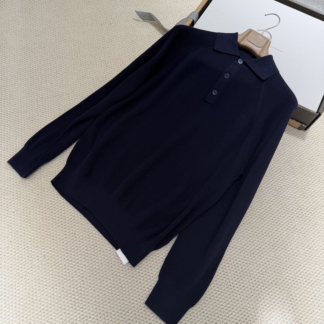 Ralph Lauren Deep Blue Striped Long Sleeved Polo Shirt - Image 7
