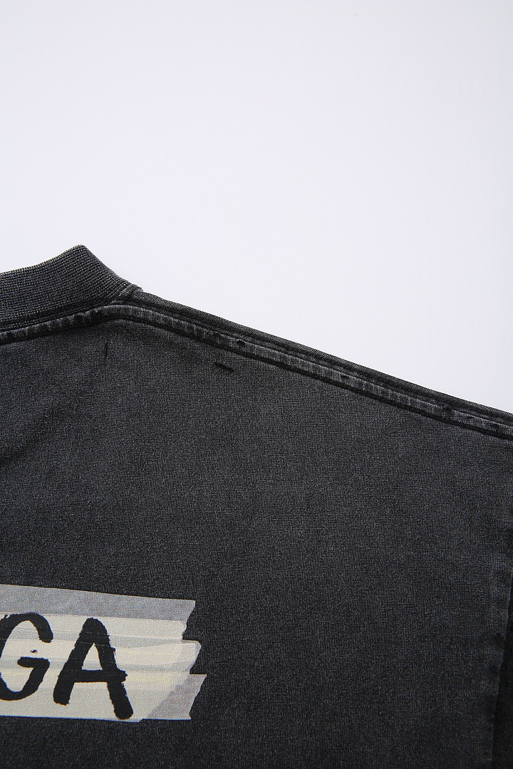 Balenciaga New Gum Strap Print Short Sleeve (Washed Black) - Image 18