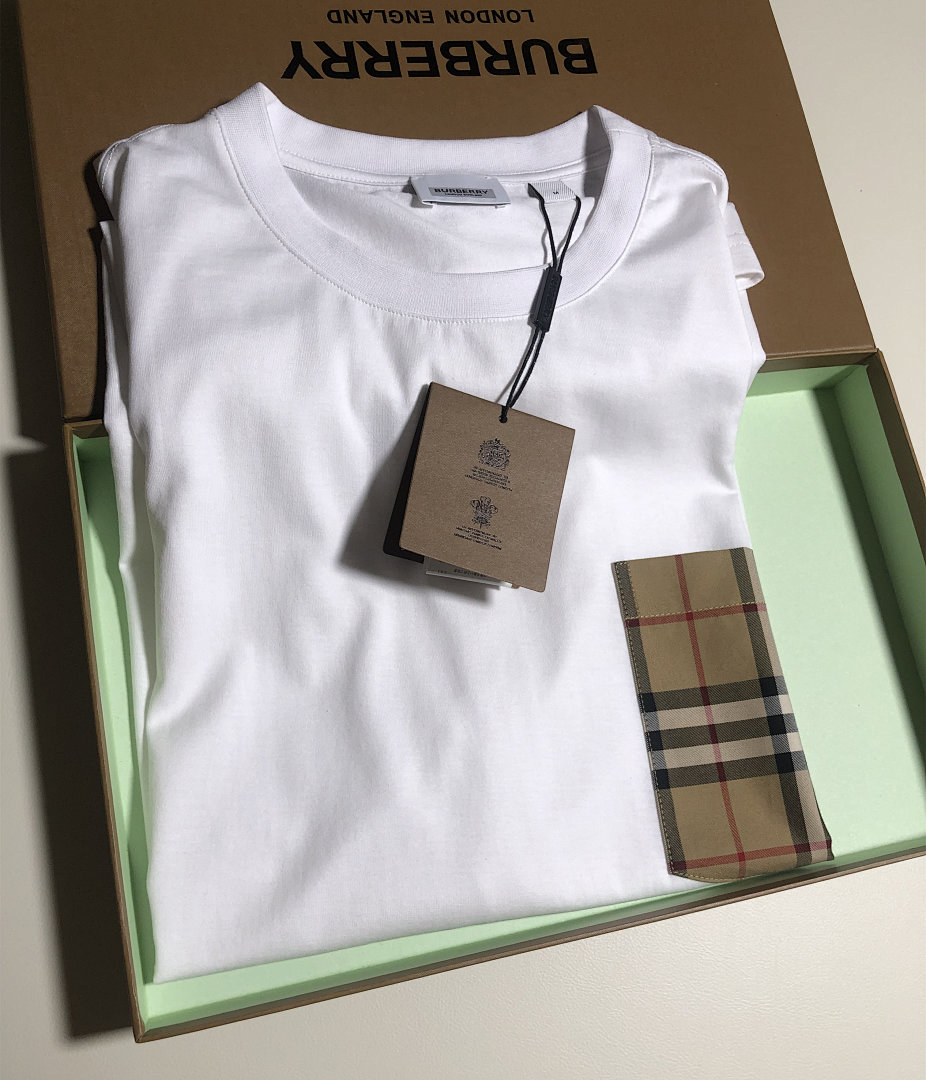 Burberry BR Khaki Plaid Short Sleeve (White) - Image 3