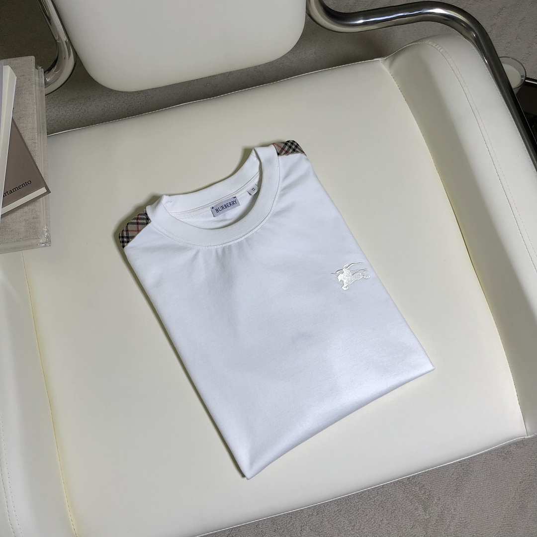 Burberry Embroidered Plaid T (White) - Image 7