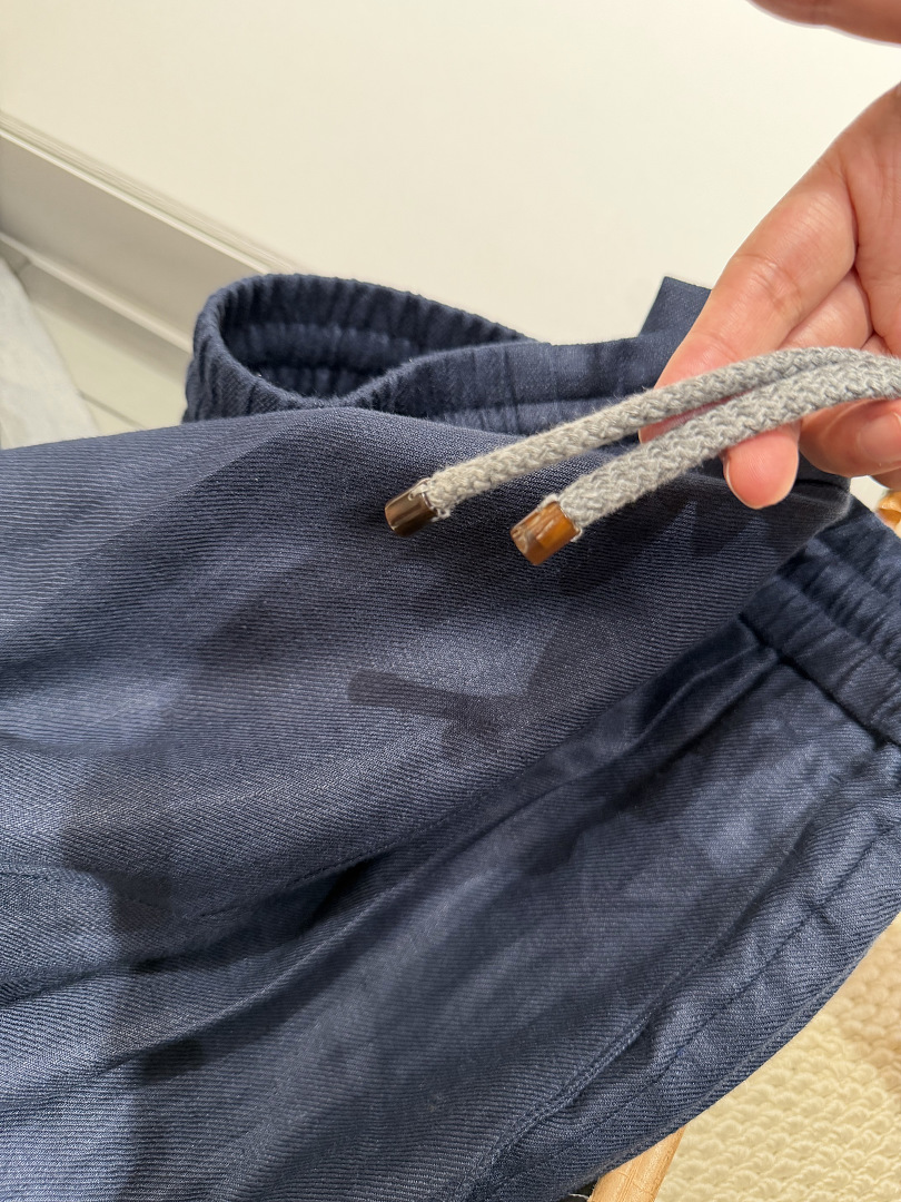 Unbranded Dark Blue Wide Linen Short - Image 5