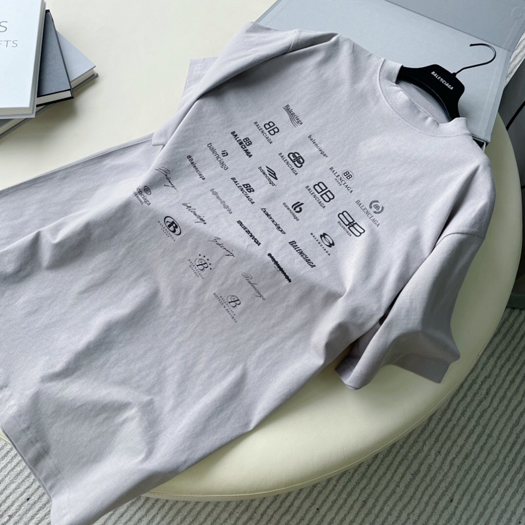 Balenciaga Limited Exclusive Logo Short Sleeve (Grey) - Image 4