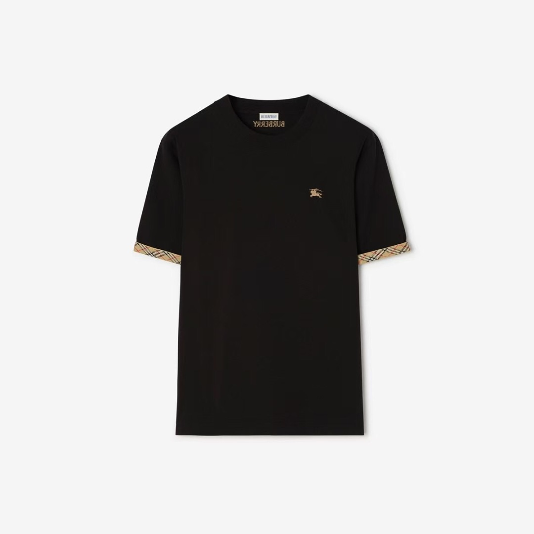 Burberry Plaid Embroidered T (Black) - Image 2