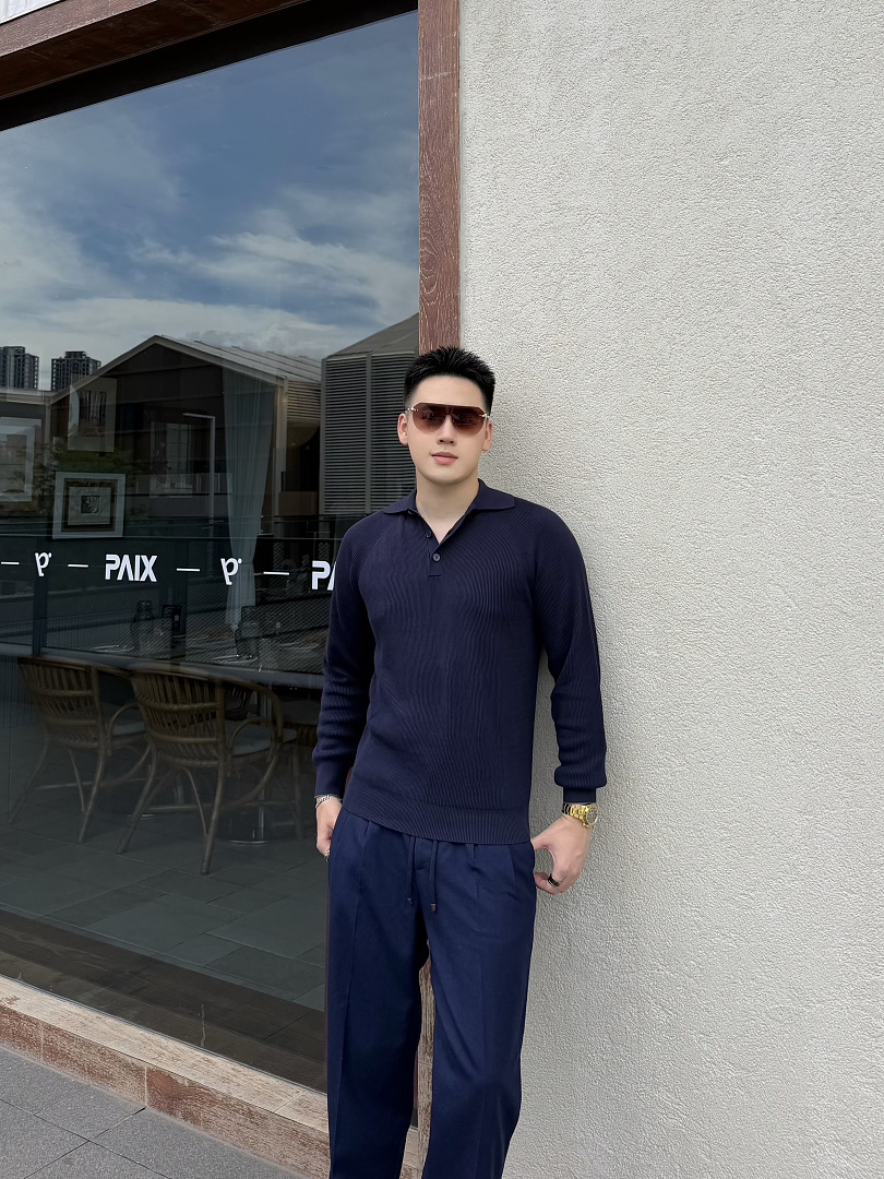 Ralph Lauren Deep Blue Striped Long Sleeved Polo Shirt - Image 18