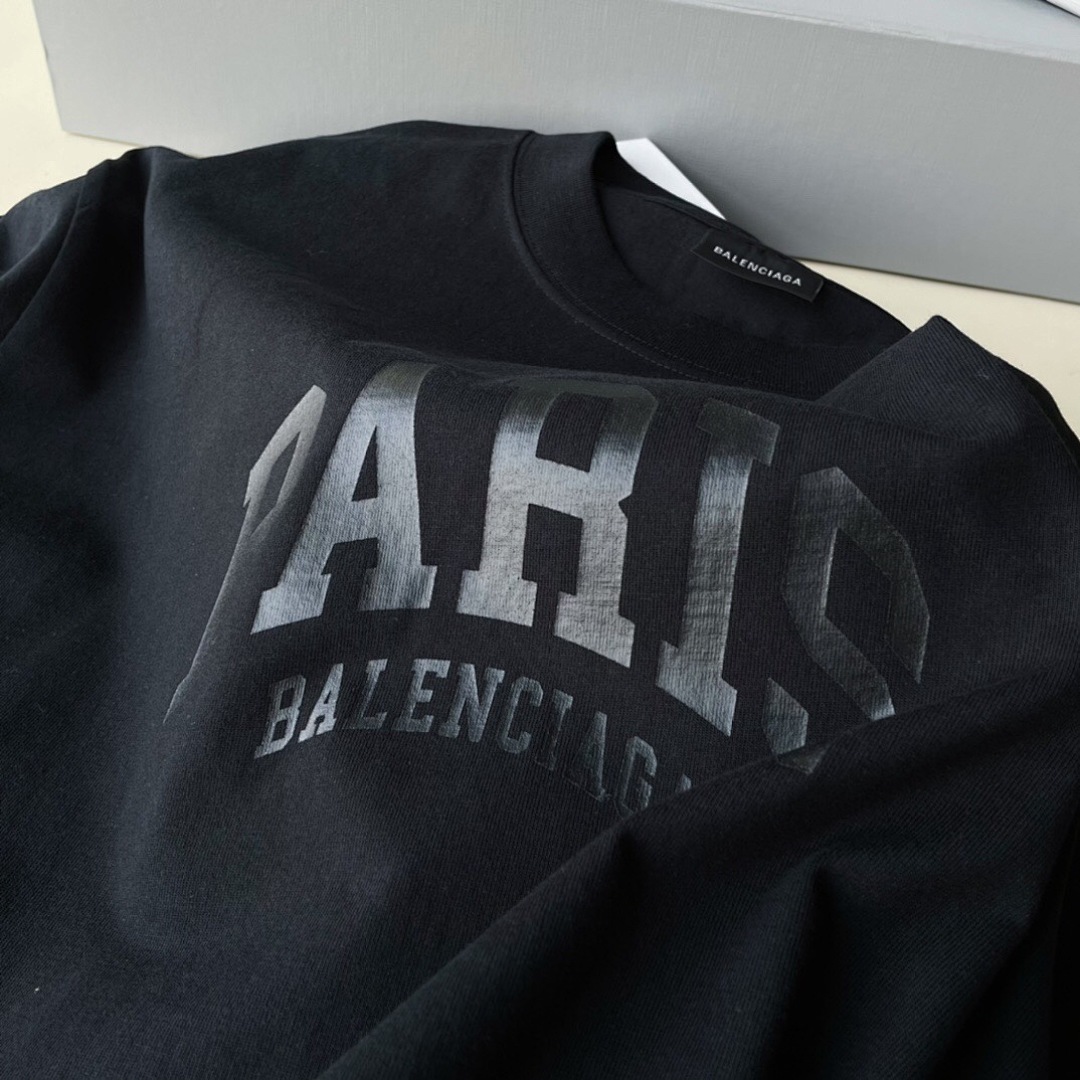 Balenciaga PARIS Print Short Sleeve (Triple Black) - Image 7