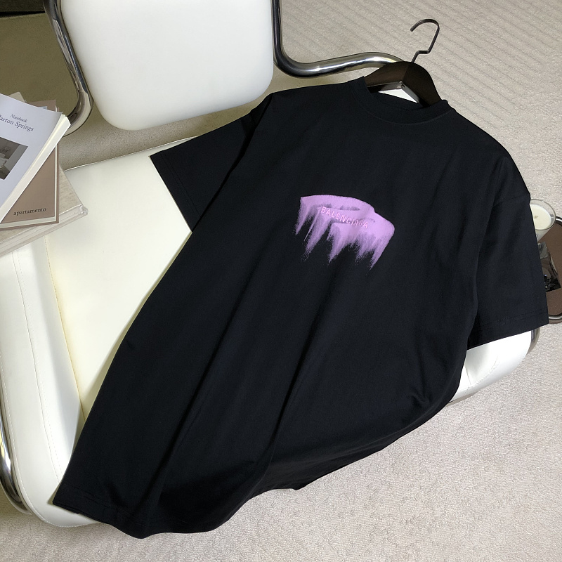 Balenciaga 3B Embroidered Print T (Black)