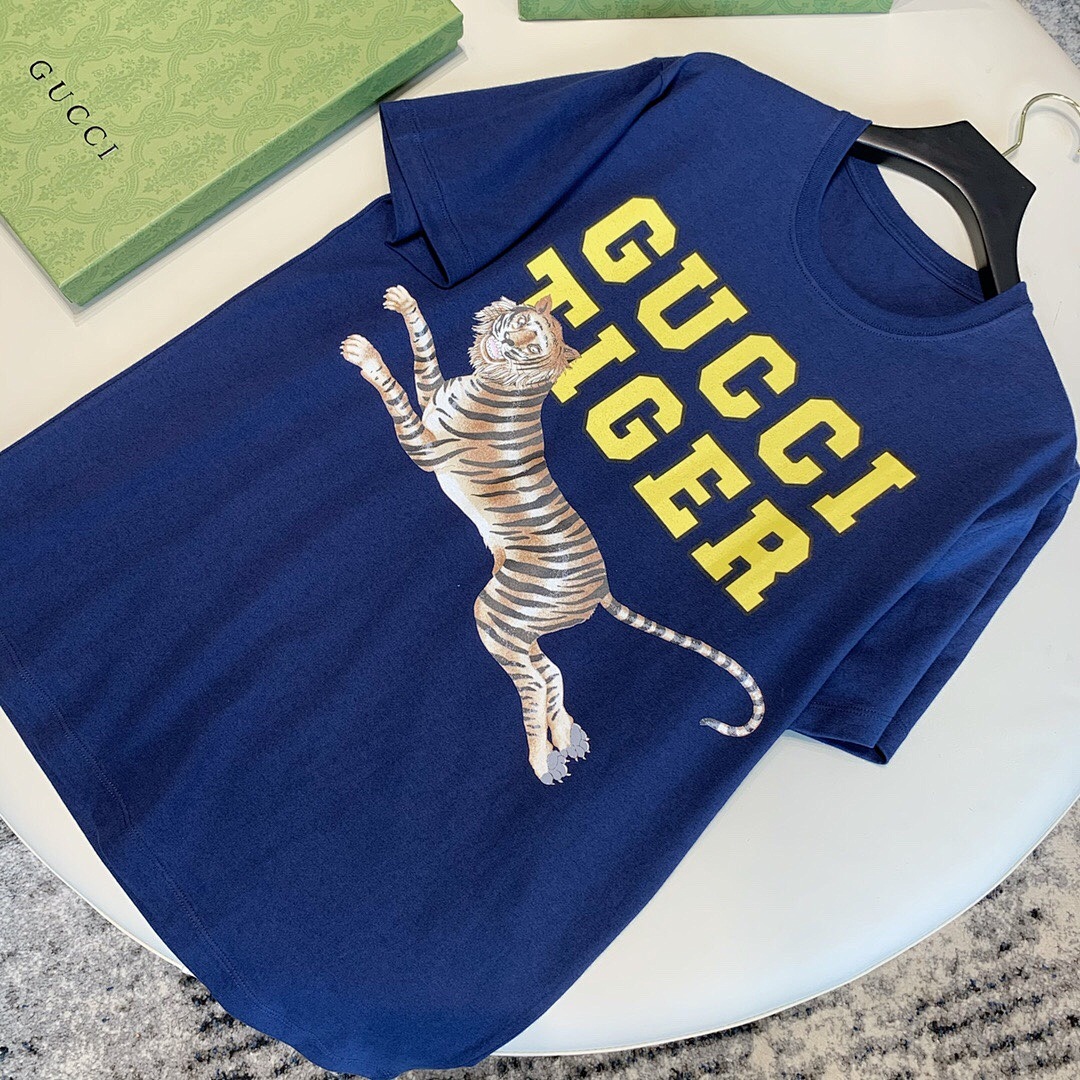 Gucci Classic Tiger Print Short Sleeve (Blue) - Image 3