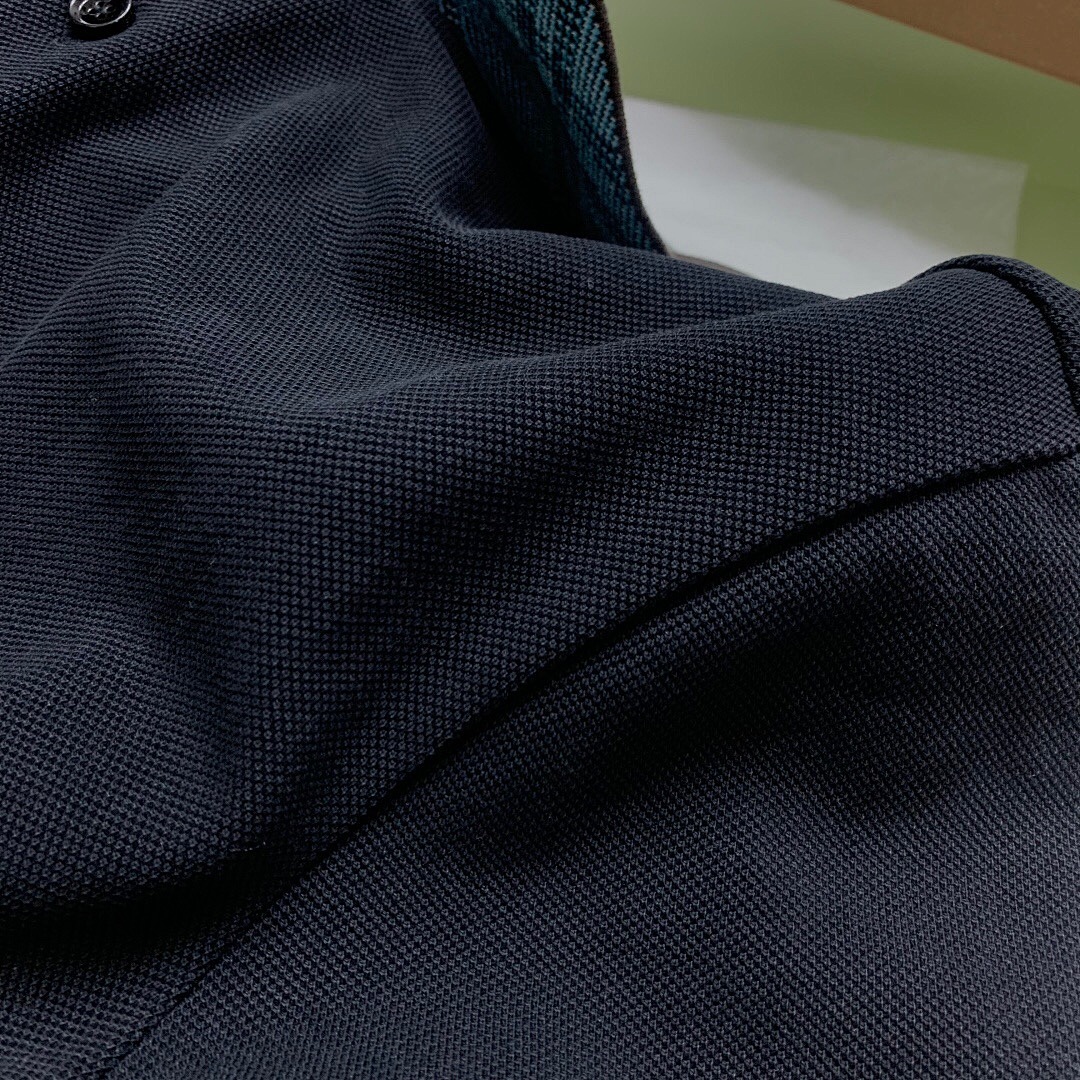 Burberry BR Thick Plaid Collar POLO (Black) - Image 11