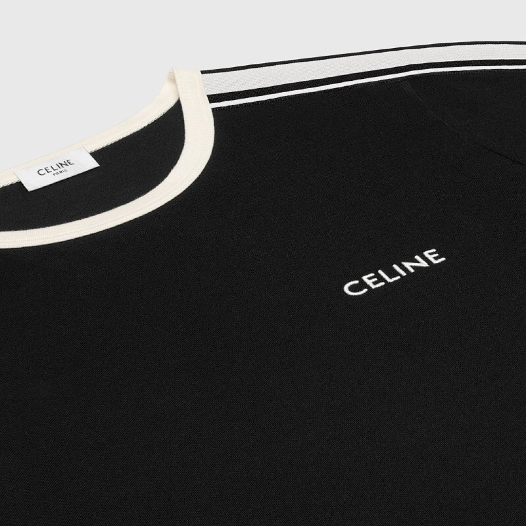 Celine C Embroidered Strap Short Sleeve (Black) - Image 4