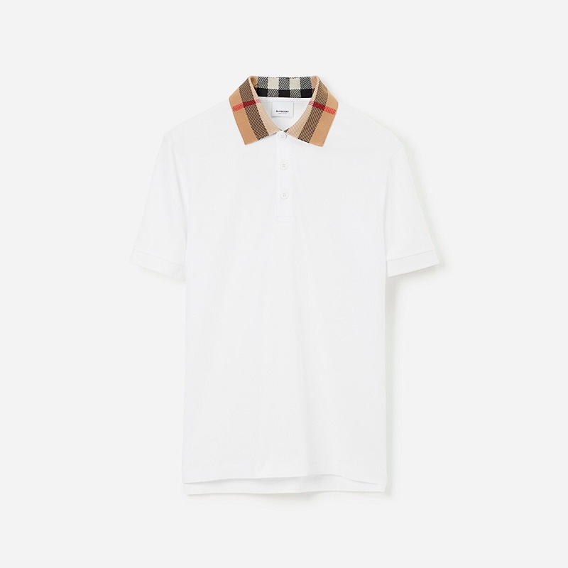 Burberry Plaid Collar POLO (White)