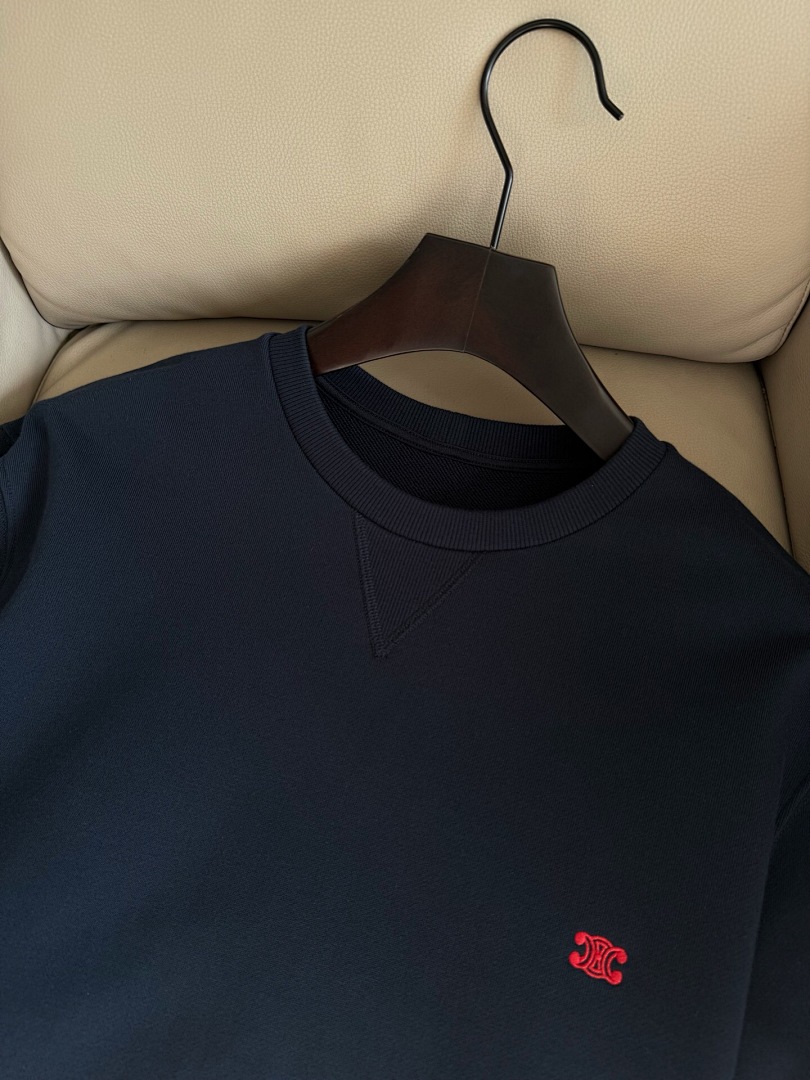 Celine Dark Blue Embroidered Label Collar - Image 7