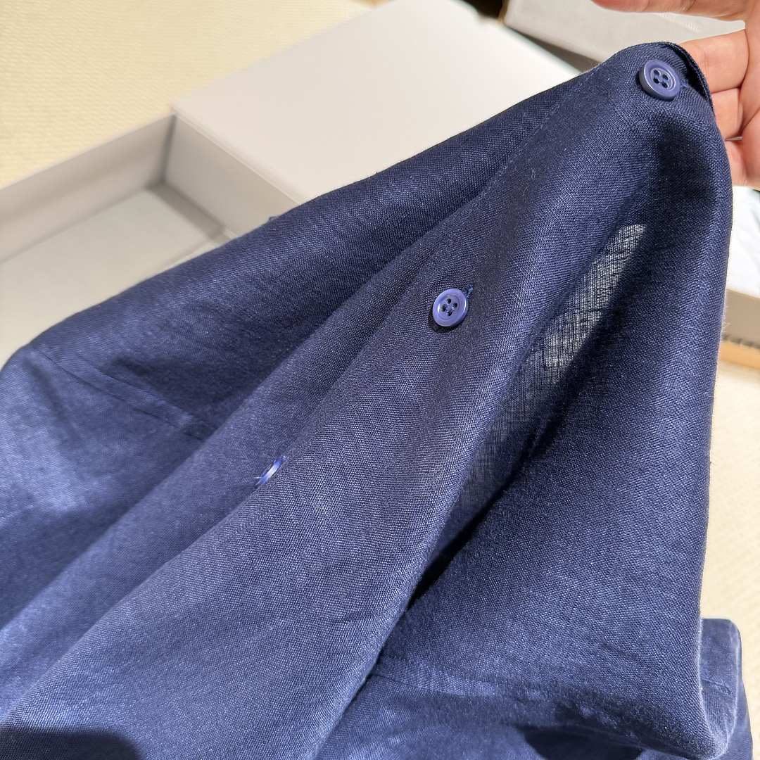 Unbranded Dark Blue Short Sleeve Linen - Image 9