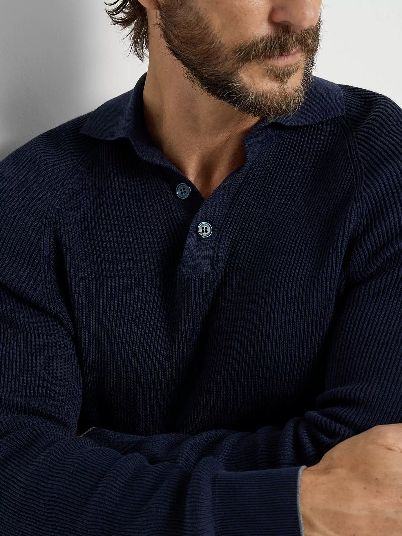 Ralph Lauren Deep Blue Striped Long Sleeved Polo Shirt - Image 15