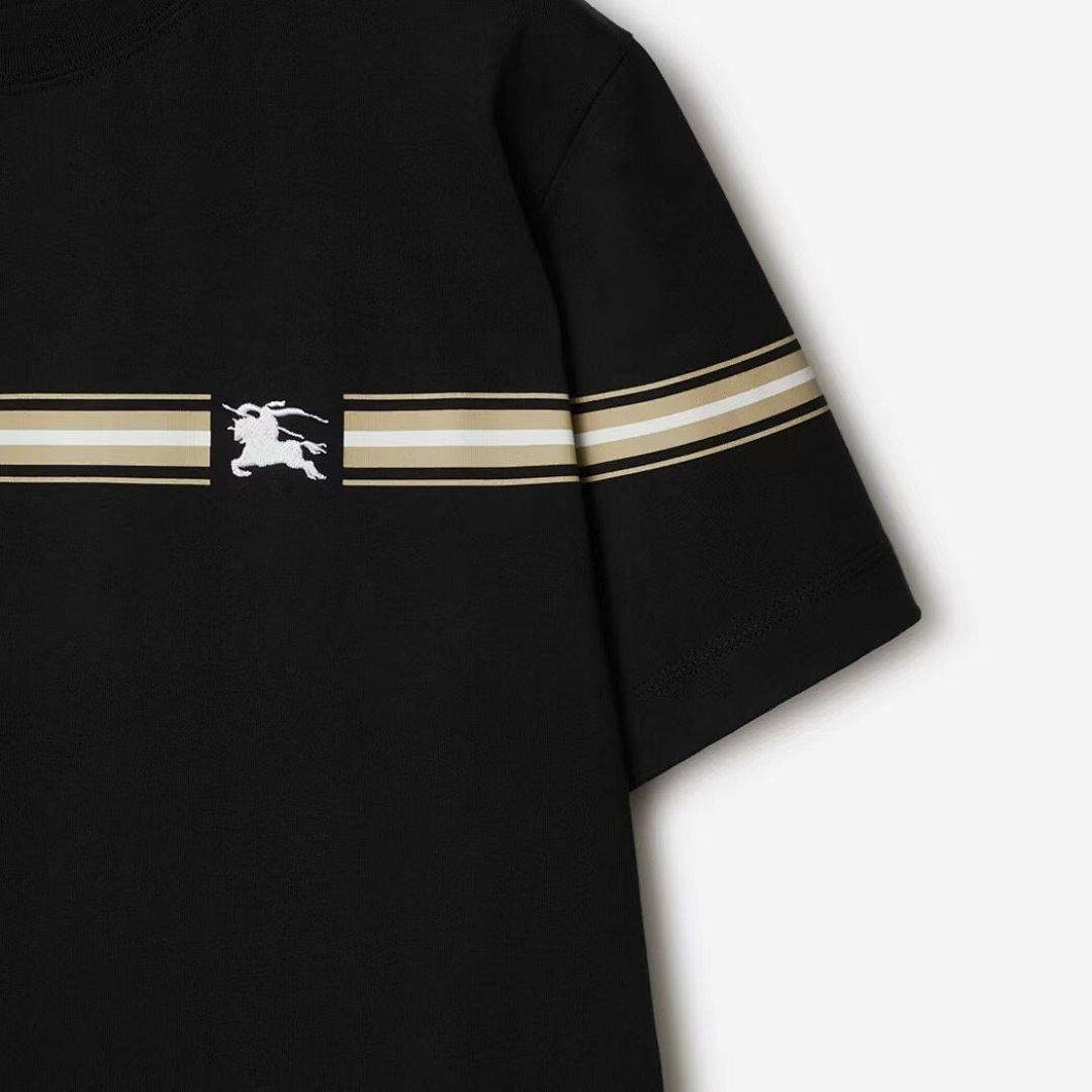 Burberry BR Striped Embroidered Short Sleeve (Black) - Image 3