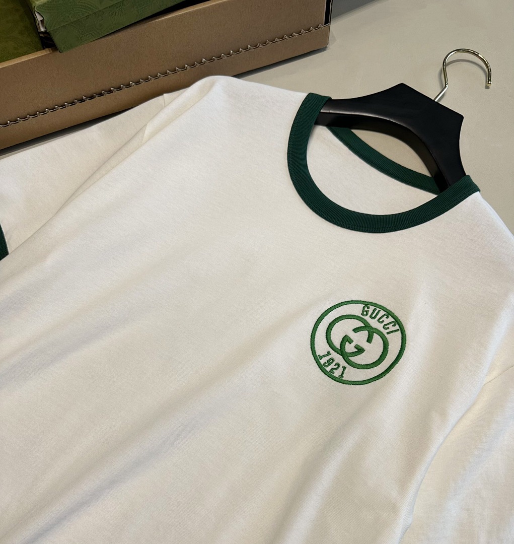Gucci GG Buckle Embroidered Short Sleeve (White) - Image 8