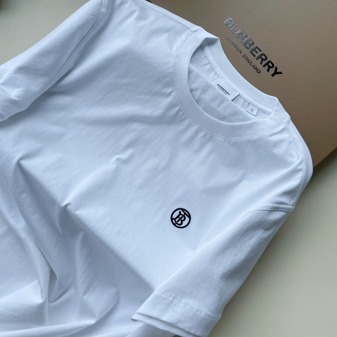 Burberry B Embroidered Short Sleeve (White) - Image 4