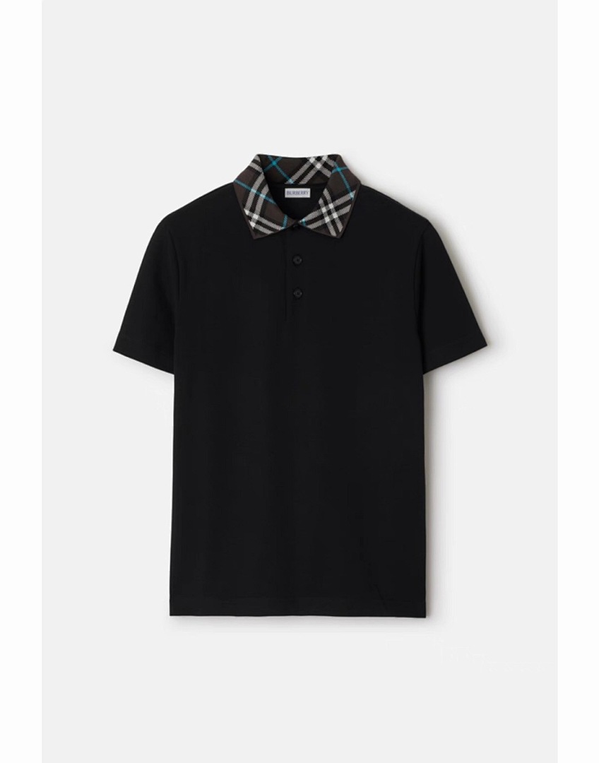 Burberry BR Thick Plaid Collar POLO (Black)