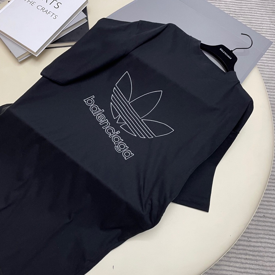 Balenciaga Triple Leaf Grass Collab Short Sleeve (Black) - Image 3