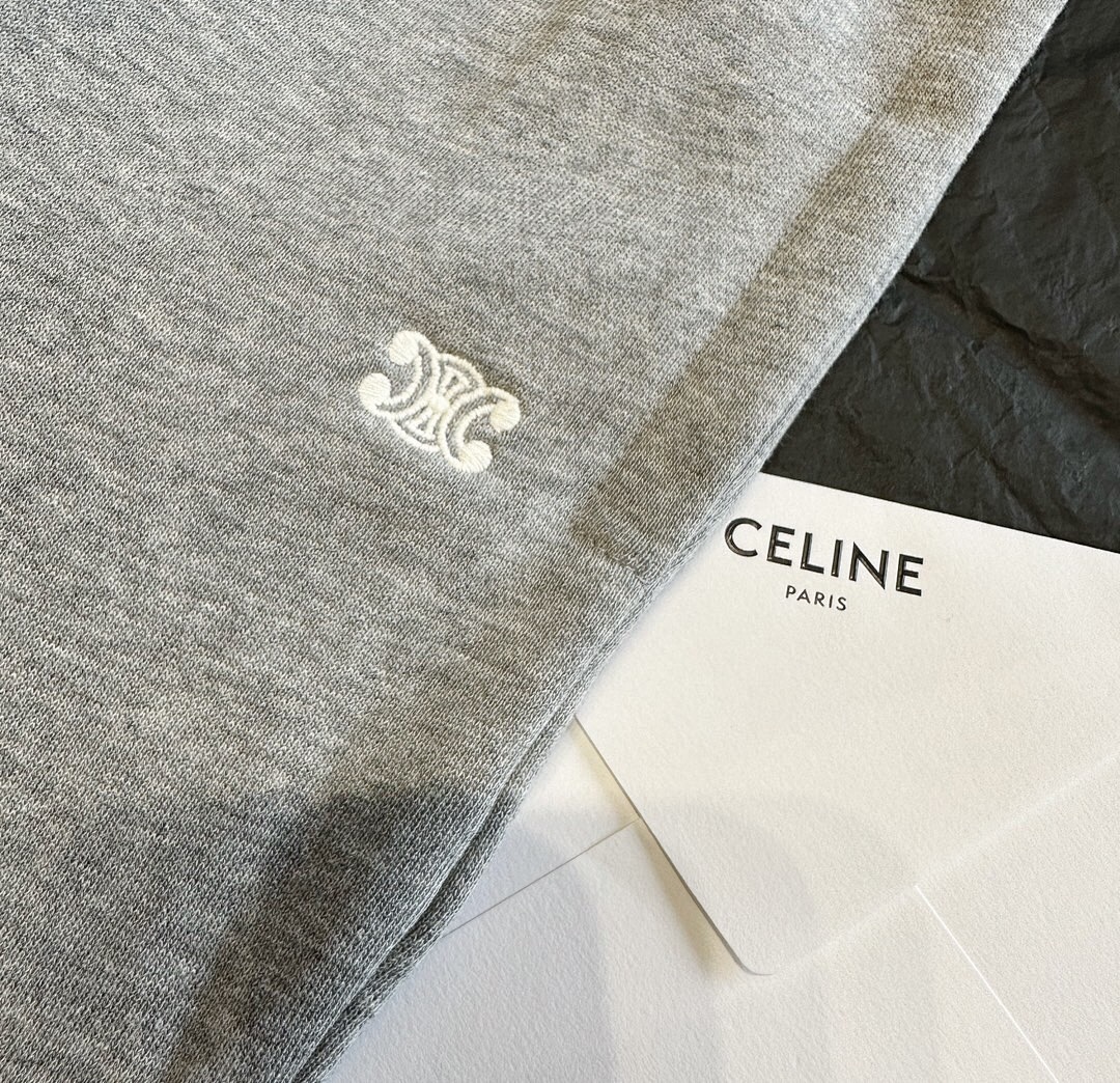Celine CC Small Label Embroidered Long (Grey) - Image 8