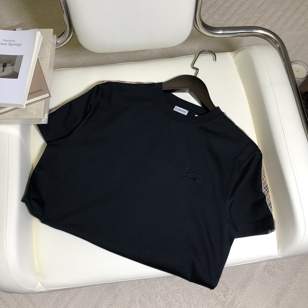 Burberry Embroidered Plaid T (Black) - Image 9