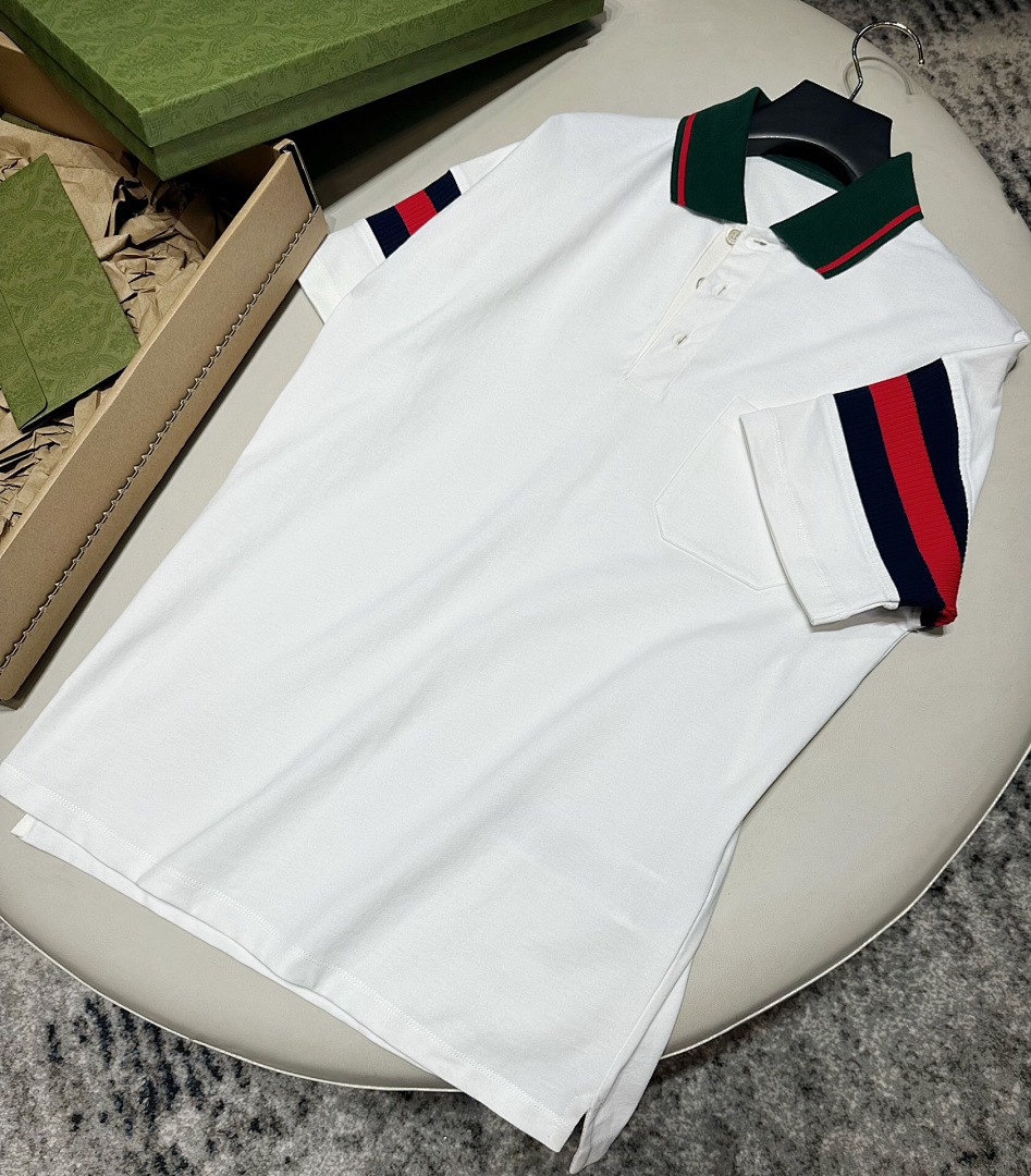 Ralph Lauren Red Blue Strap Sleeve Polo - Image 3