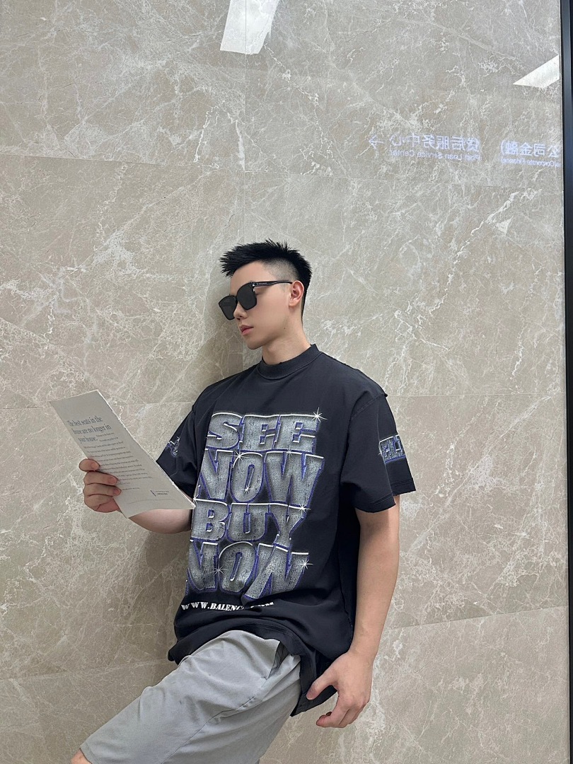 Balenciaga Diamond Print Short Sleeve (Dark Grey) - Image 16