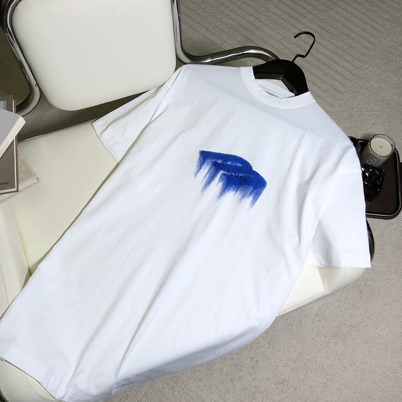 Balenciaga 3B Embroidered Print T (White)