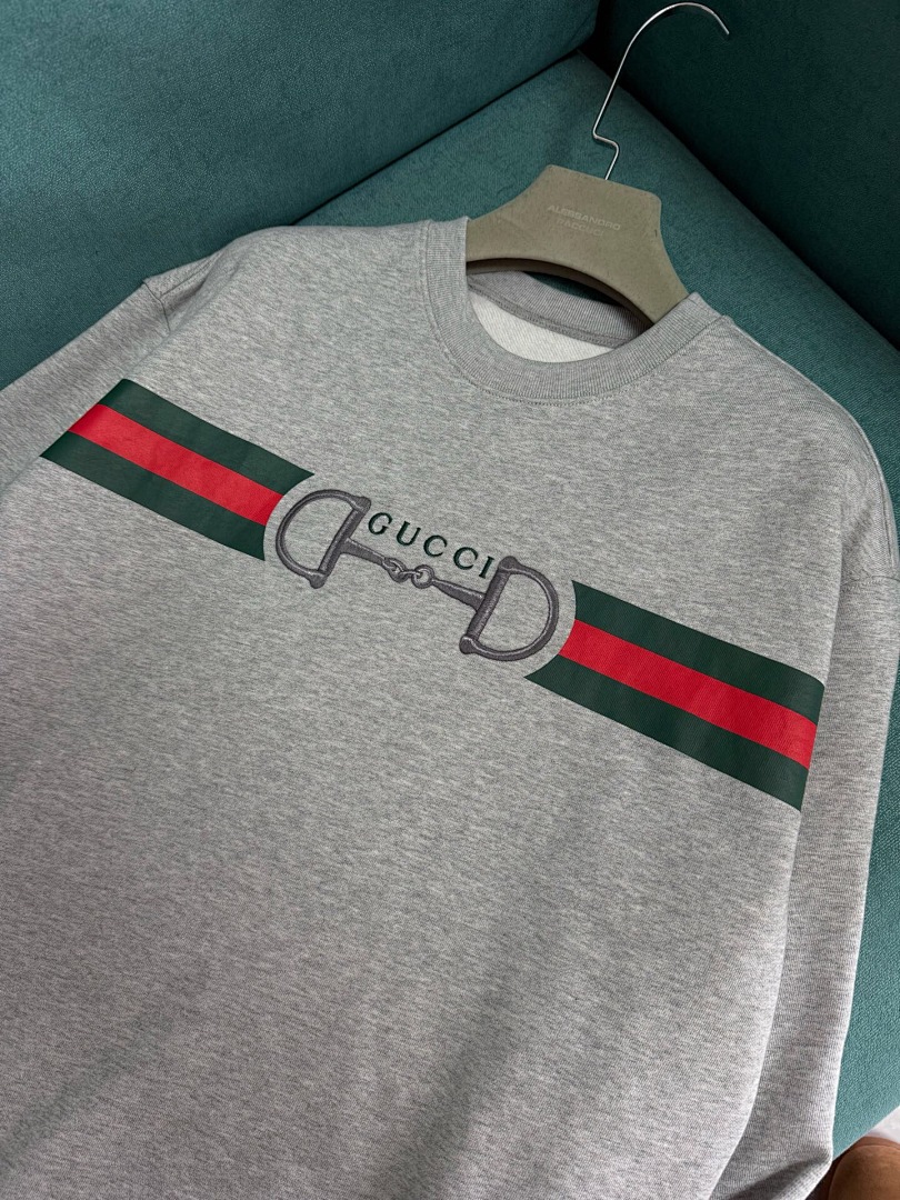 Gucci Grey Print Embroidered Logo Collar - Image 6