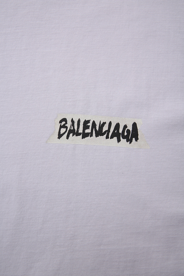 Balenciaga New Gum Strap Print Short Sleeve (Grey White) - Image 18