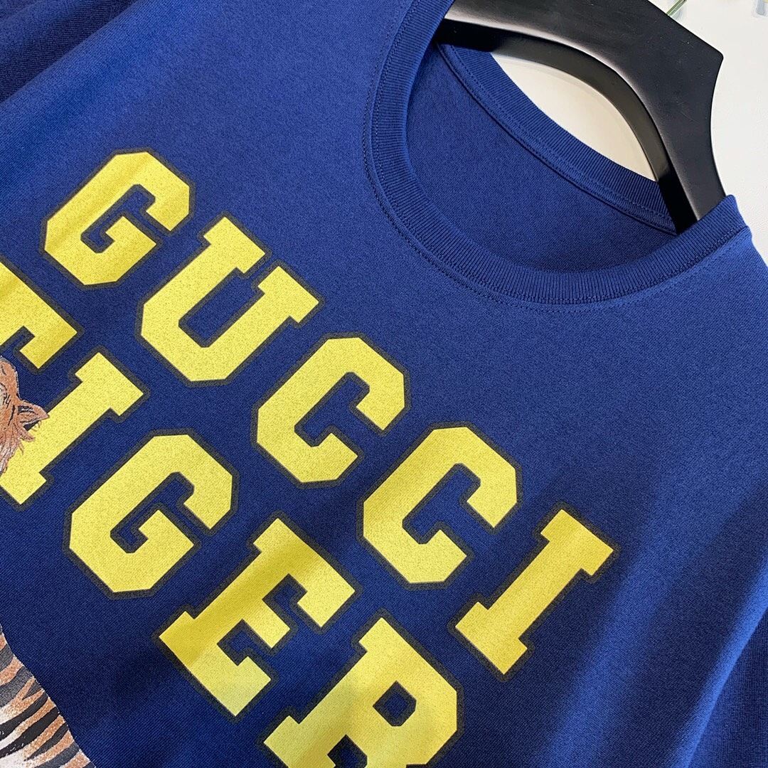 Gucci Classic Tiger Print Short Sleeve (Blue) - Image 5
