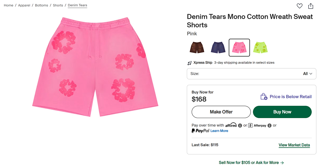 Unbranded ¥228 Denim Tears Mono Cotton Wreath Sweat Shorts - Image 10