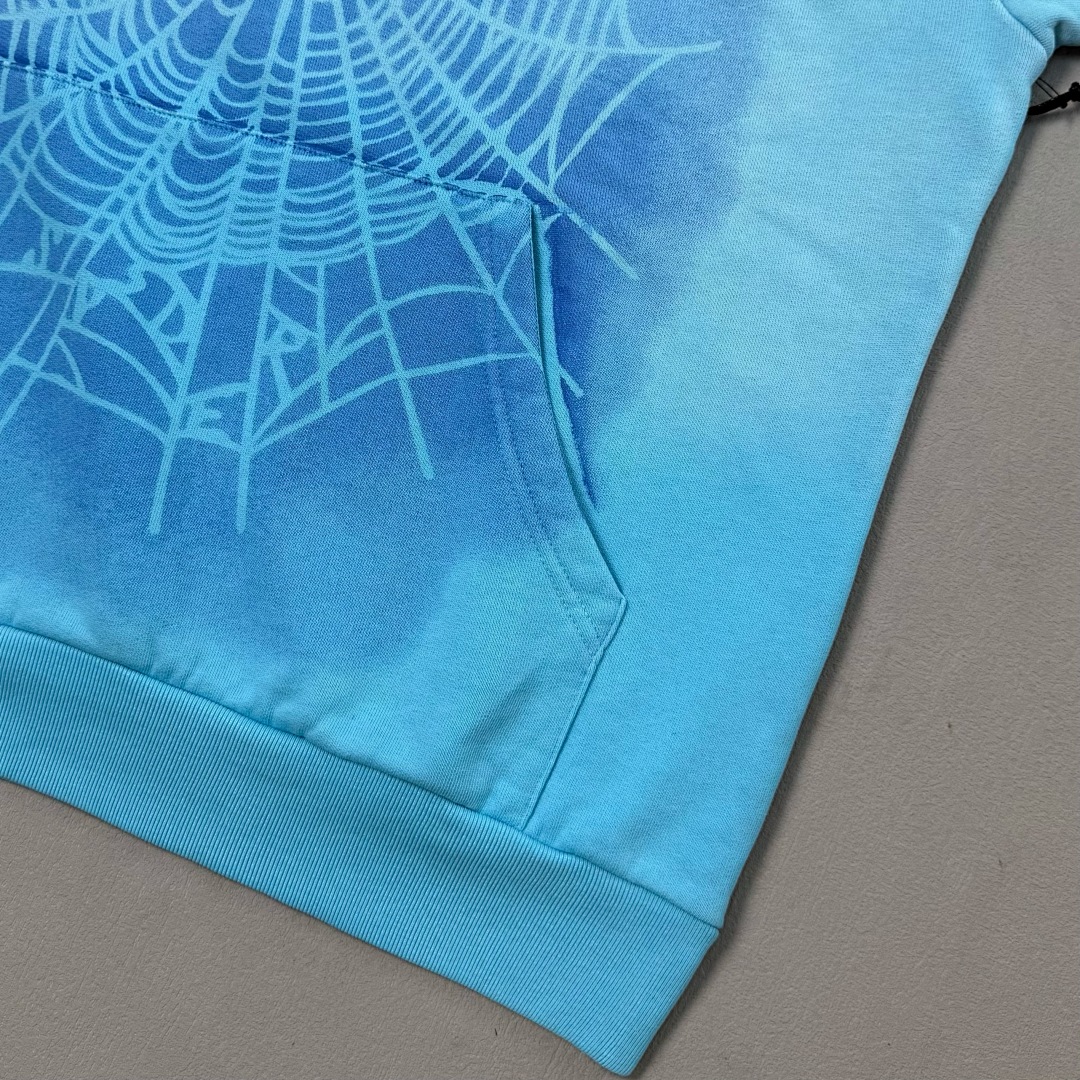 Sp5der ¥260 Sp5Der OG Web V2 Spray Hoodie (Light Blue) - Image 7