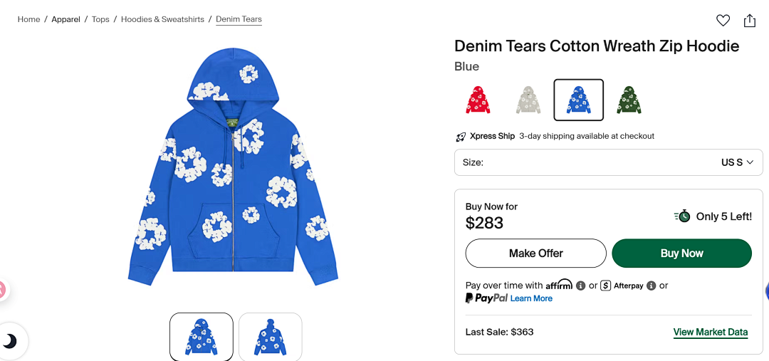 Unbranded ¥298 New Cotton Wreath Zip Hoodie Denim Tears - Image 8