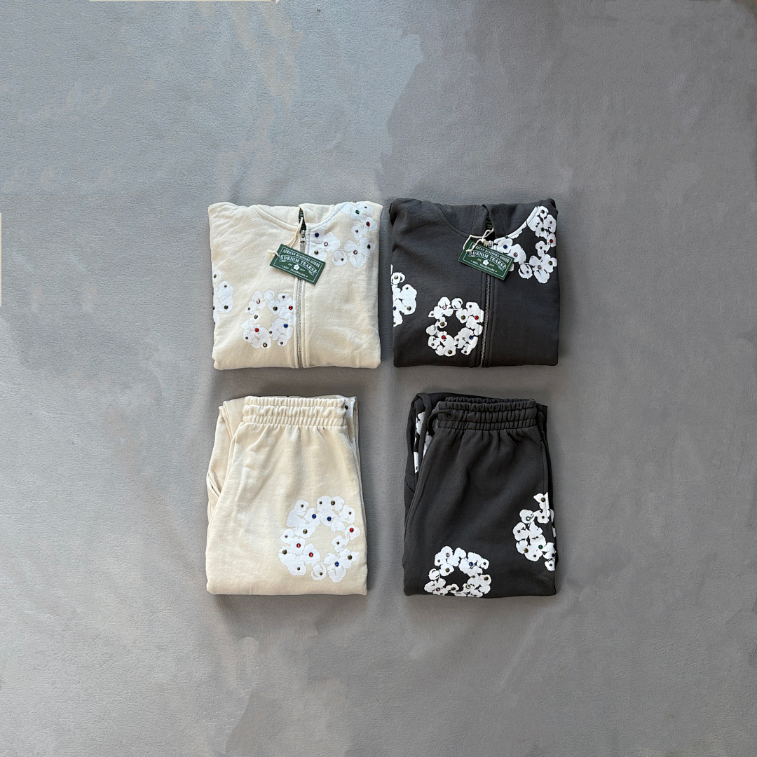 Unbranded ¥368 Rhinestone Cotton Wreath Zip Hoodie&Pants