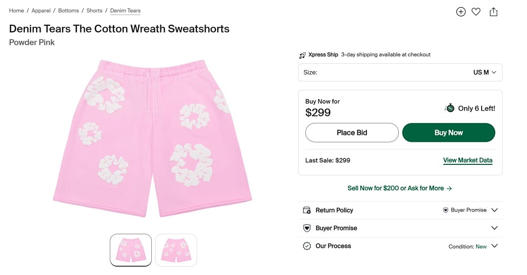Unbranded ¥198 Denim Tears The Cotton Wreath Powder Sweatshorts - Image 3