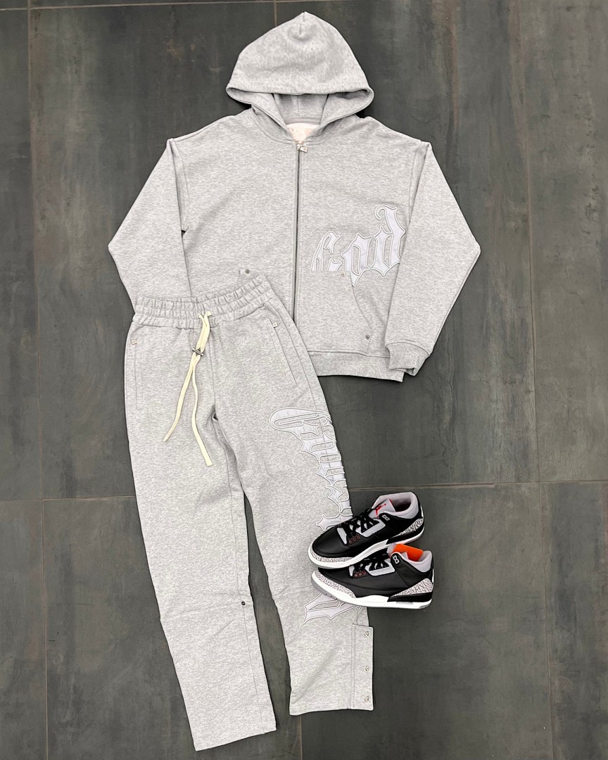 Godspeed ¥298 OG Logo Sweatsuit V2 Godspeed (Grey/Silver Satin) - Image 7