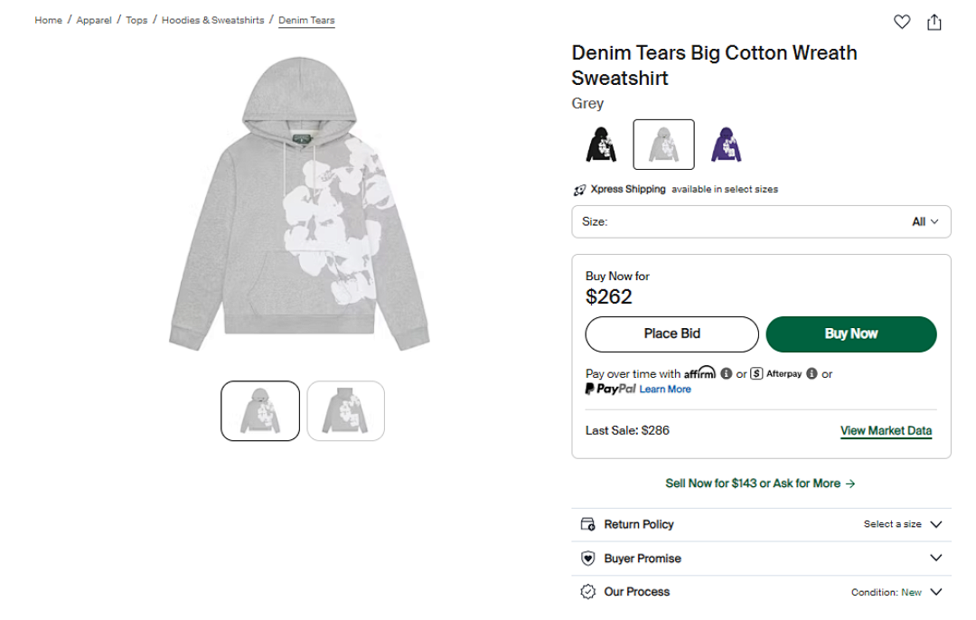 Unbranded ¥298 Denim Tears Big Cotton WreathSweatshirt - Image 4
